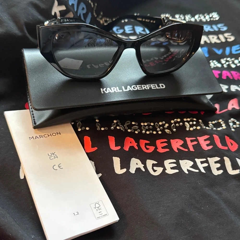 Karl Lagerfeld 6086S Black Modified Cat-Eye Sunglasses NIC
